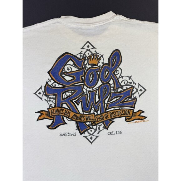 Rare Vintage 90s Y2K God Rulz Jesus Tee God Lord White XL Shirt Pray Heaven Tee - Picture 3 of 14